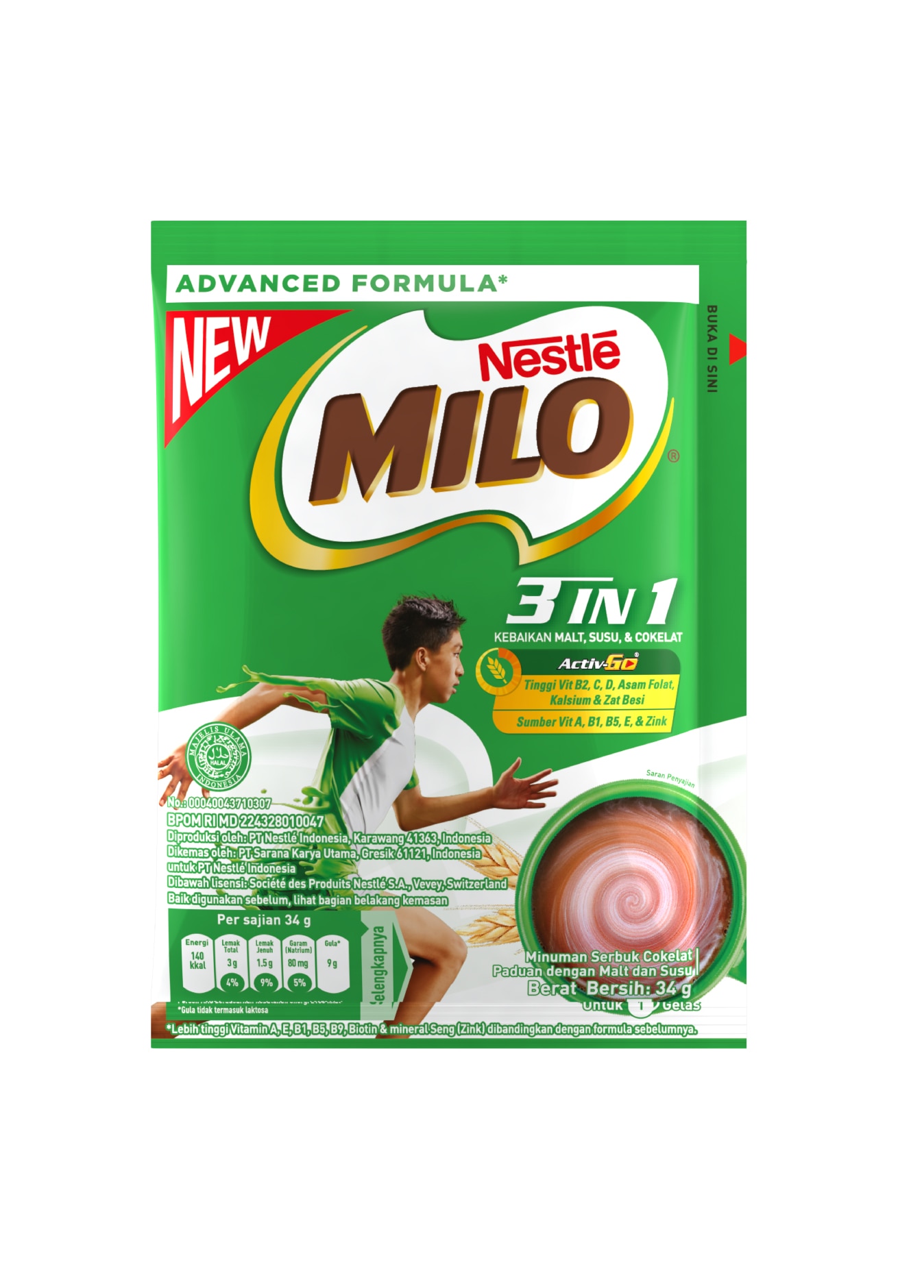 Produk milo 3in1 sachet 34g