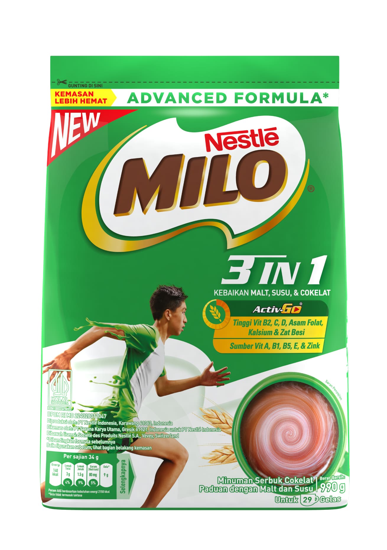 Produk milo 3in1 pouch 990g