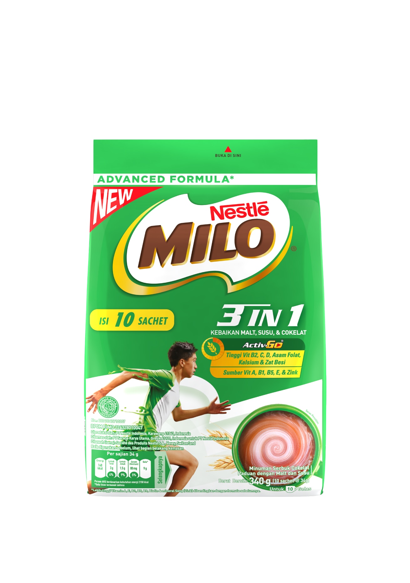 Produk MILO 3in1 Polybag 10x34g