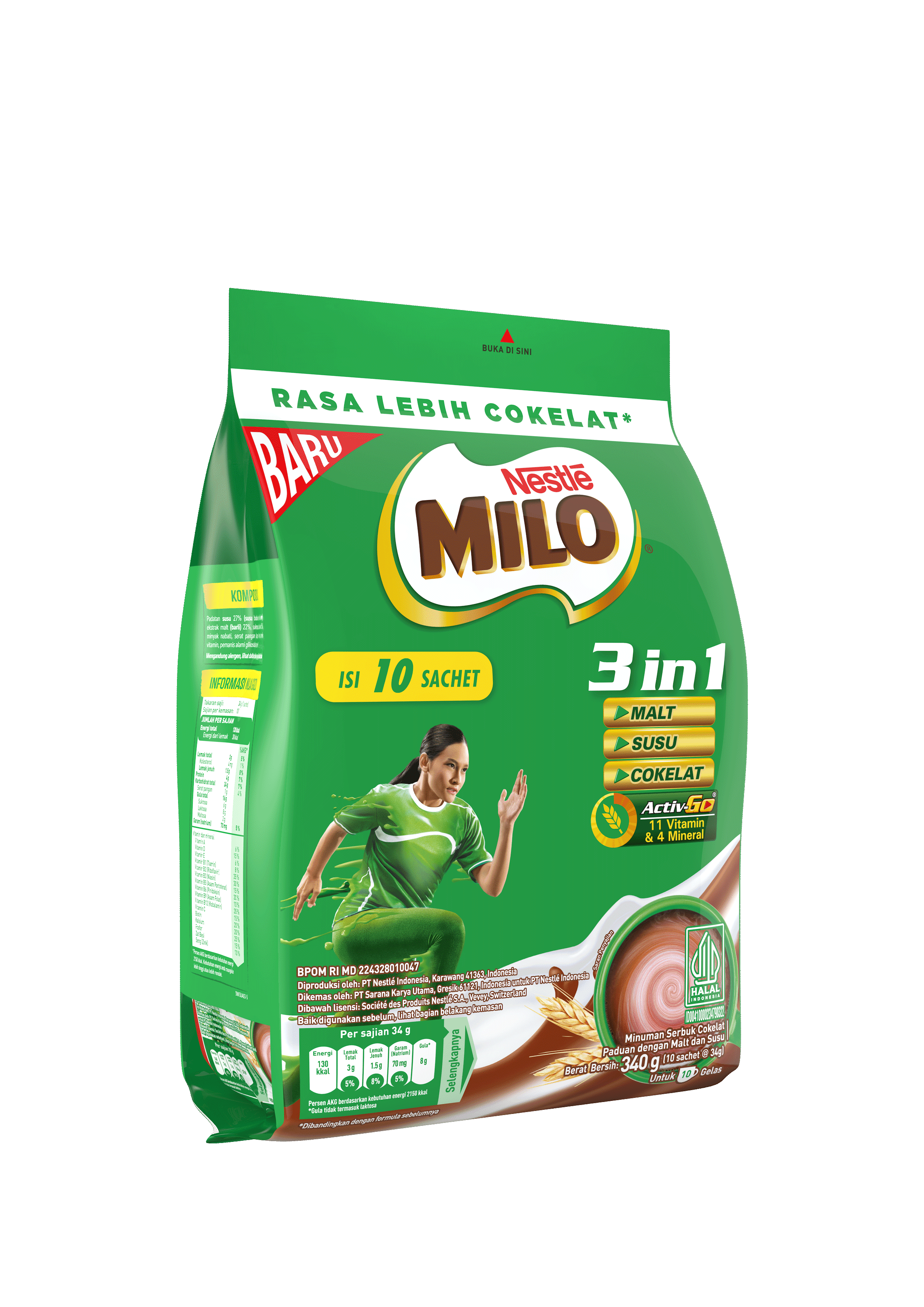 Produk MILO 3in1 Polybag 10x34g