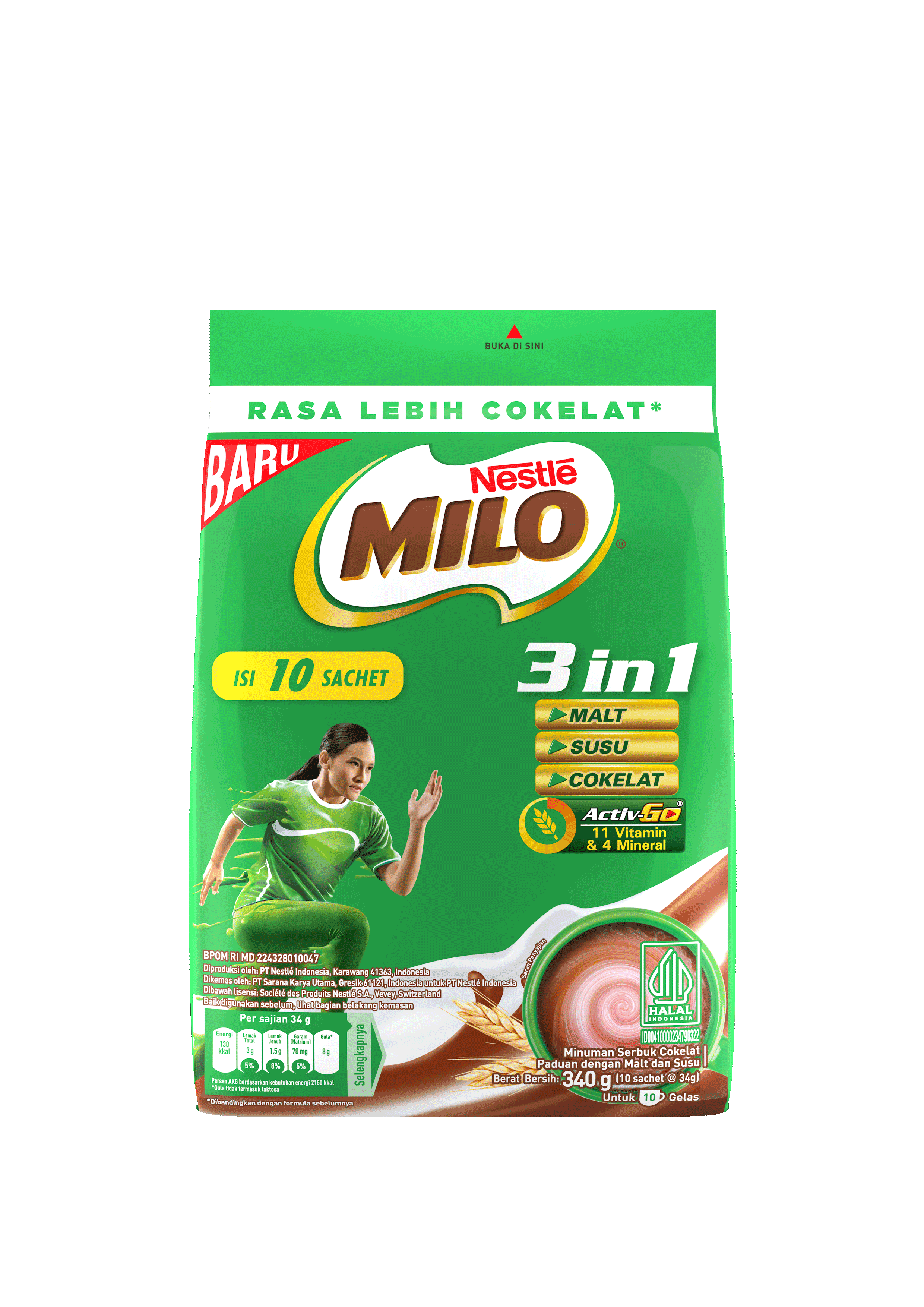 Produk MILO 3in1 Polybag 10x34g