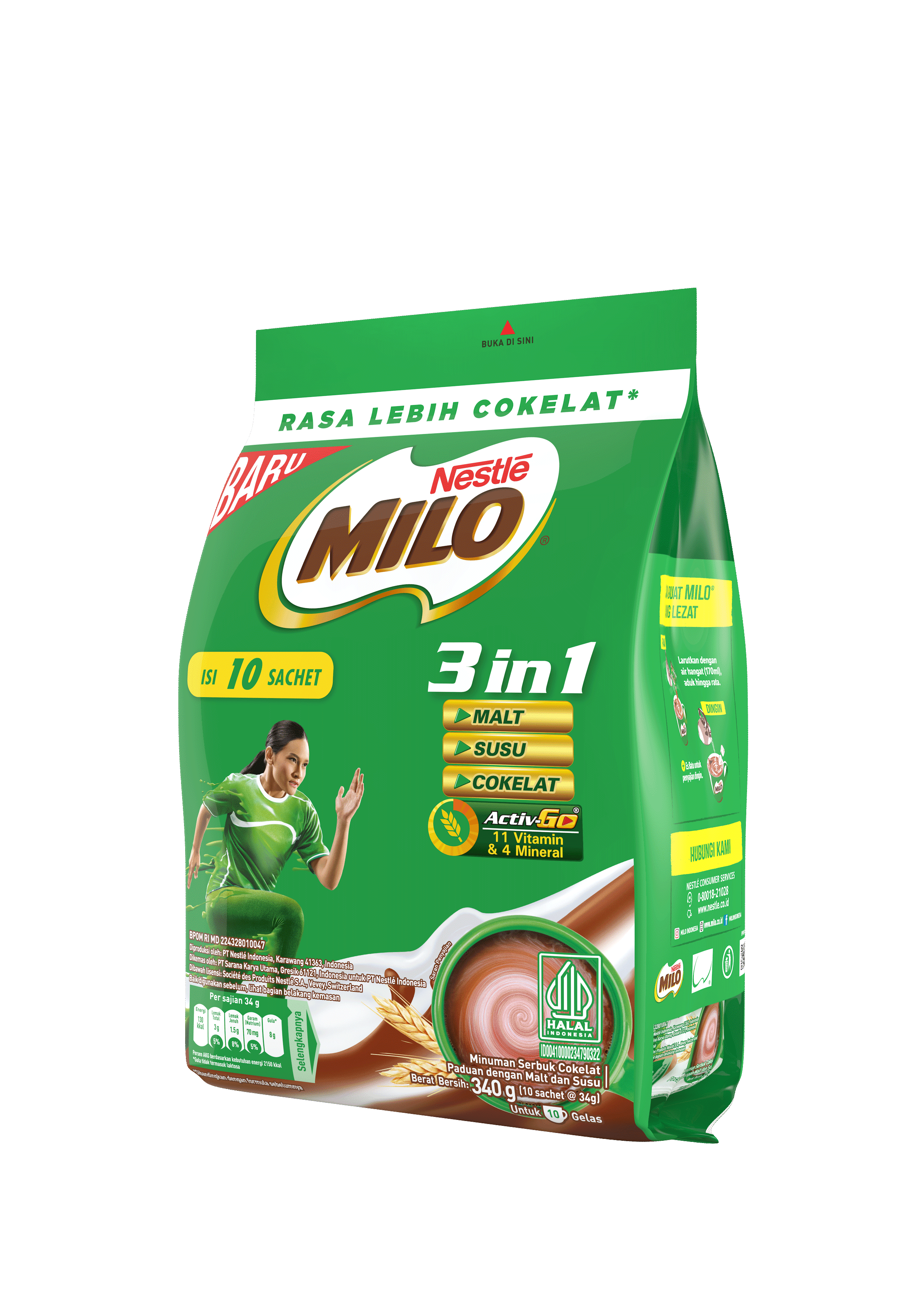 Produk MILO 3in1 Polybag 10x34g