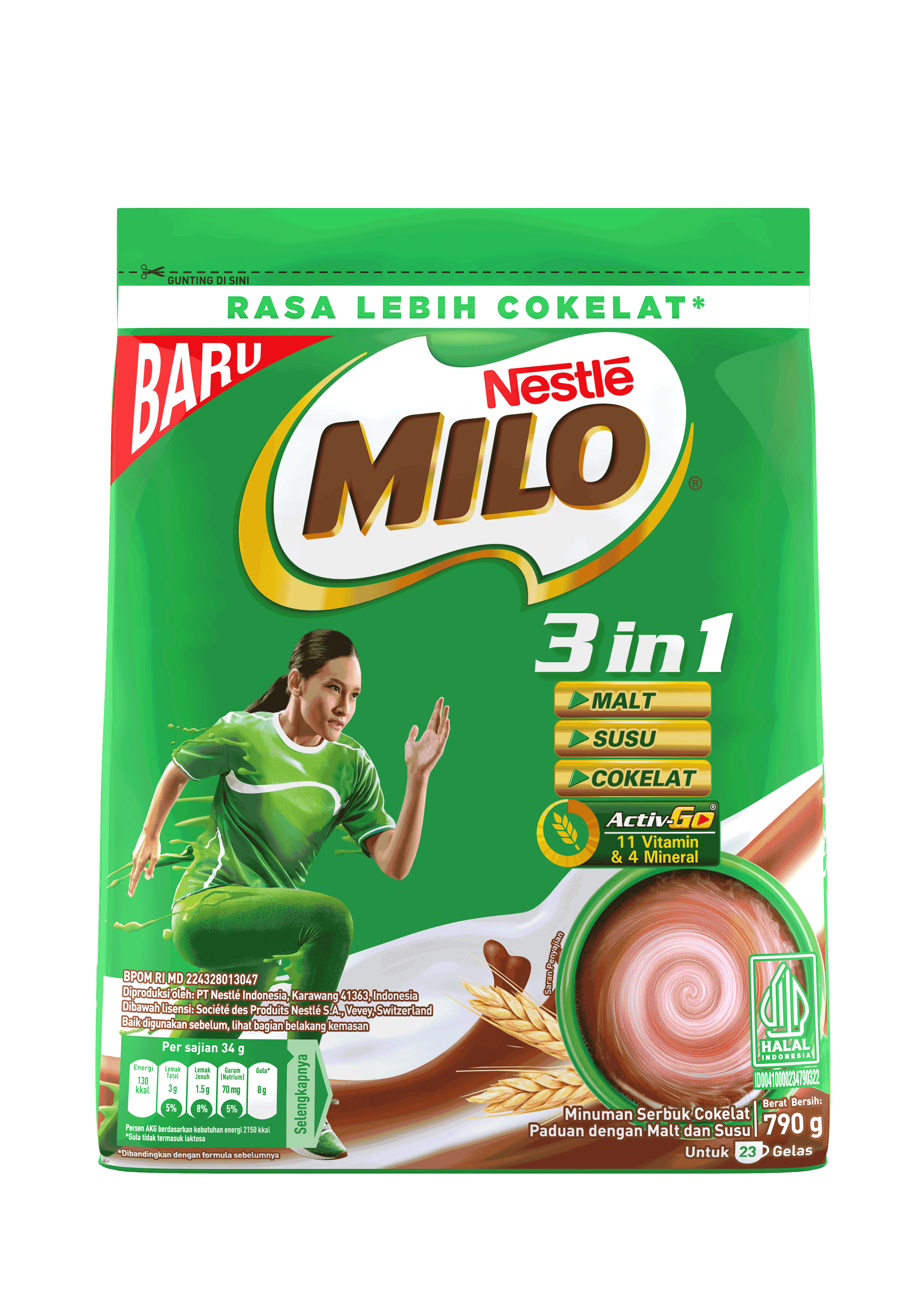 Produk milo 3in1 pouch 790g