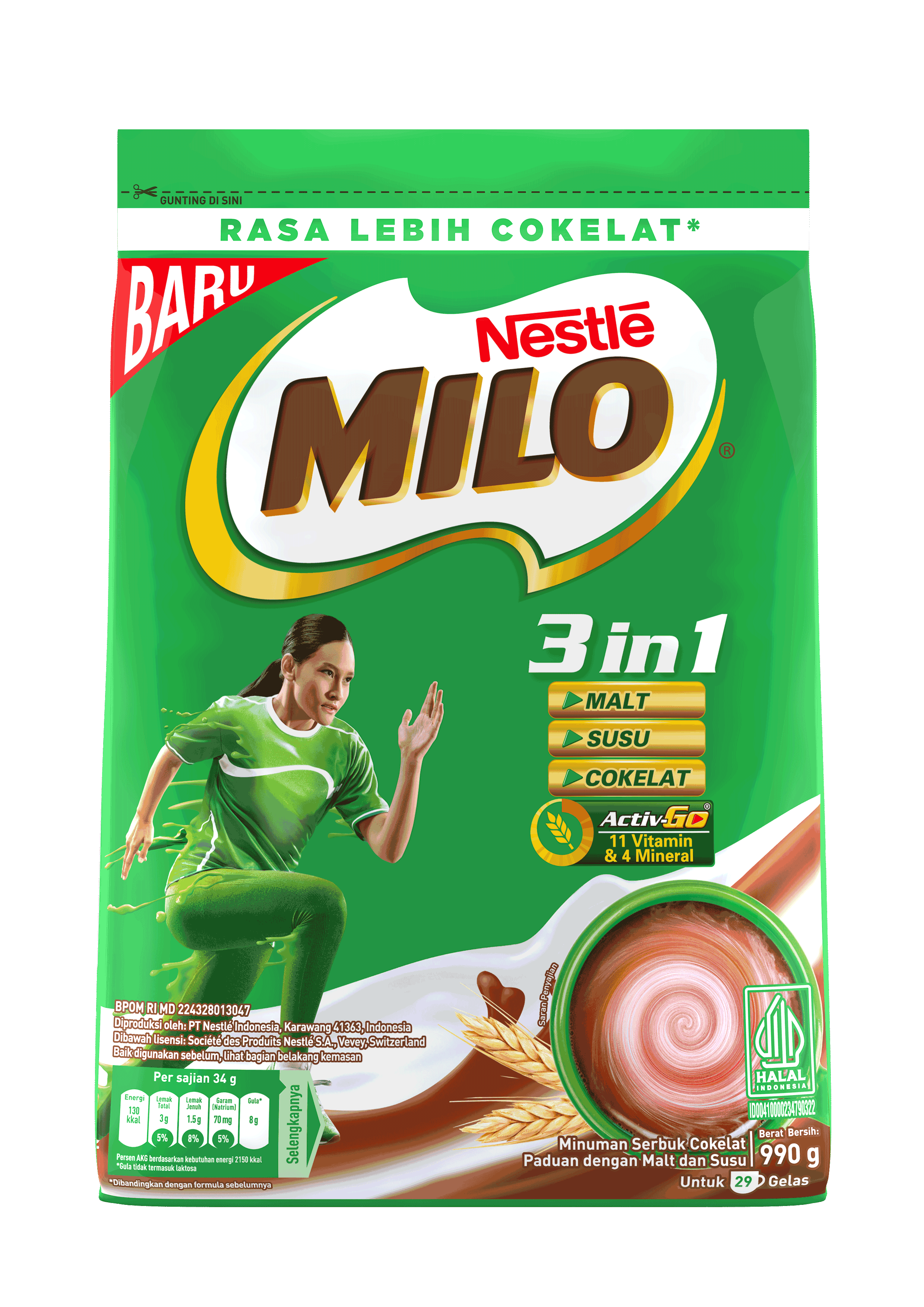 Produk milo 3in1 pouch 990g