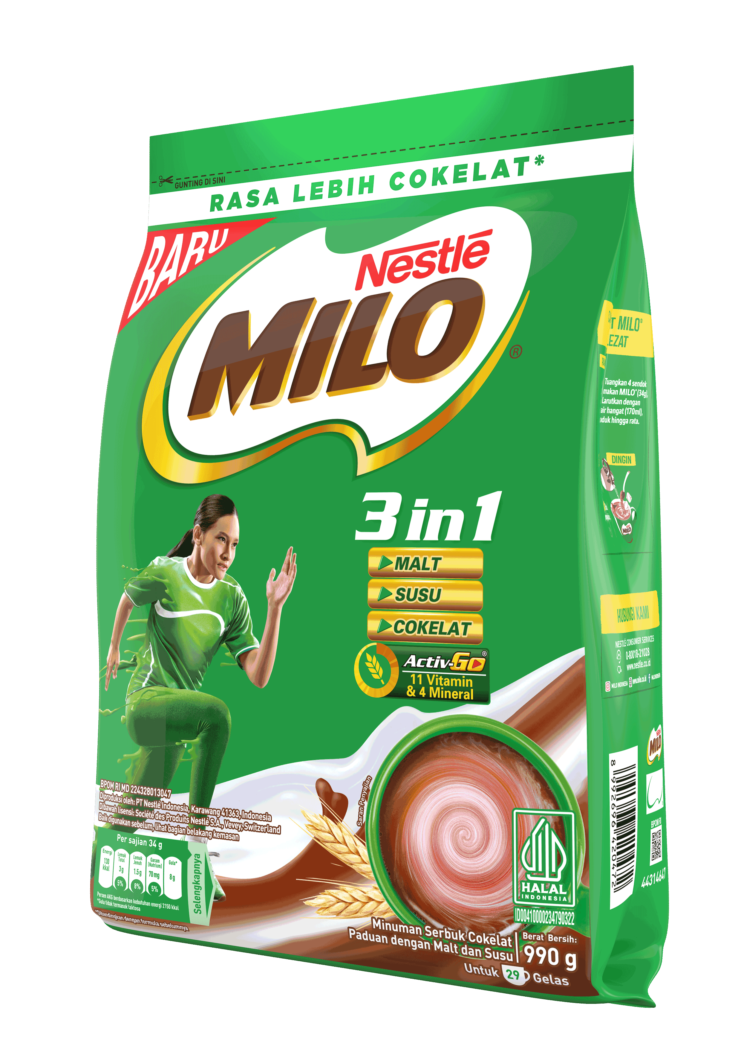 Produk milo 3in1 pouch 990g